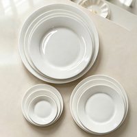Vaisselle en gros en céramique blanche solide, plat en porcelaine, qualité alimentaire, compatible micro-ondes et lave-vaisselle, pour hôtels et restaurants, en vrac