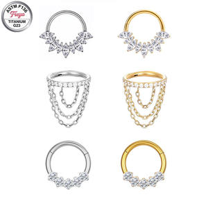 Boucles d'oreilles pendantes tendance en titane de qualité implantable, bijoux corporels, labrets à poussoir, boucles d'oreilles pendantes, anneaux de nez segmentés pour femmes - Product Image 1