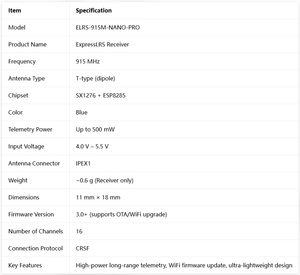 Receptor BAYCK 915M NANO PRO RX ExpressLRS Ultra Pequeño de Largo Alcance de 915MHz para Drones de Carreras FPV y Cuadricópteros RC - Product Image 6