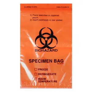 Laboratory Specimen Biohazard Bags with Extra Pocket 6"*9" Ziplock Bags
