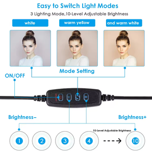 Caméra vidéo de photographie en direct de maquillage bon marché anneau lumineux Led de 10 pouces avec trépied support de téléphone anneau USB <span class=keywords><strong>lampe</strong></span> <span class=keywords><strong>pour</strong></span> Youtube <span class=keywords><strong>tiktok</strong></span> - Product Image 3