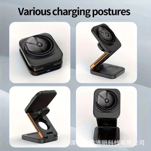 Soporte Vertical Plegable Multifuncional 3 en 1 para Teléfono Apple con Carga Rápida, Cargador Inalámbrico Magnético Qi de 15W, Negro - Product Image 5