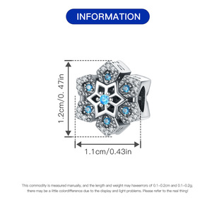 Pendentif motif flocon de neige bleu, accessoire de bracelet DIY haut de gamme original, vente en gros, pendentif pour bracelet femme - Product Image 2