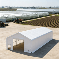 Structure en acier robuste 30x80 pieds, cadre métallique extérieur manuel, toit à double poutre avec revêtement UV, auvents de stationnement pour voitures, garages