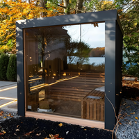 Sauna extérieur compact pour 1 à 6 personnes, en bois, avec lumière infrarouge à spectre complet, contrôle numérique de la température