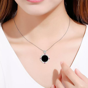 Bijoux en argent S925 avec jadeite naturelle imitation, jadeite de qualité glace creuse et pendentif en jadeite noire pour collier femme. - Product Image 1