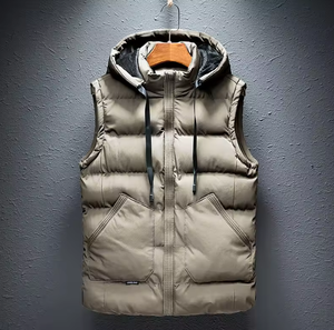 Blouson matelassé sans manches brodé pour homme – Hiver chaud, imperméable, coupe-vent, décontracté, extérieur, service OEM, logo frontal, col roulé - Product Image 2