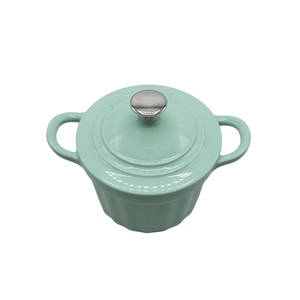 <span class=keywords><strong>Mini</strong></span> <span class=keywords><strong>cocotte</strong></span> en <span class=keywords><strong>fonte</strong></span> émaillée vert pastel, résistante au four, petite marmite ronde pour la cuisson et les accompagnements - Product Image 6