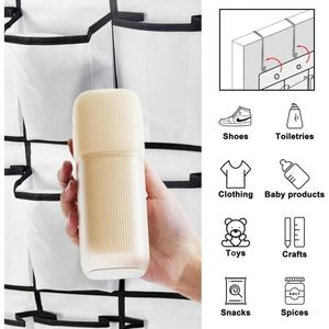 24 Clear Pockets Over the Door Shoe Organizer Gray Hanging Closet <b>Storage</b> <b>Rack</b> for Shoes & Accessories - Product Image 2