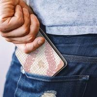 Pemegang kartu kulit PU cetak Logo OEM ODM dompet pria Fashion mewah puakenikena Hawaii kustom