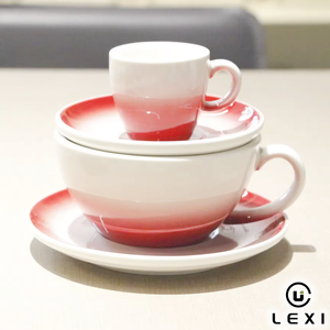 Juego de 2 Tazas <span class=keywords><strong>y</strong></span> Platos de Cerámica con Degradado Rojo <span class=keywords><strong>y</strong></span> Azul, Tazas de Porcelana Ombre para Café <span class=keywords><strong>y</strong></span> Té, para Hogar, Oficina, Cocina, Cafetería, Regalo - Product Image 2