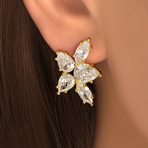 ต่างหูเพชรทรงหยดน้ำชุบทอง 18K ขายส่งจำนวนมากสำหรับผู้หญิง - Product Image 4
