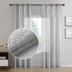 Lusso lamina d'oro Glitter trasparenti tende grigio oro tessuto <span class=keywords><strong>con</strong></span> Grommet in stile moderno finestre piatte per casa soggiorno Cafe - Product Image 1