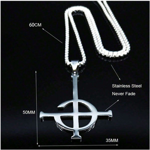 Collana con Ciondolo Nameless Ghoul in Acciaio Inossidabile per Uomo e Donna, Gioielli con Patch Ghost Band Grucifix Papa Emeritus - Product Image 3