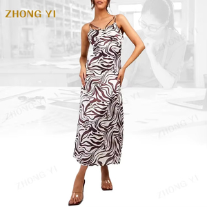 Clothing Manufacturers Custom Zebra Print Fashion Party Sexy Ladies Summer Backless <strong>Slip</strong> Sleeveless Women Casual <strong>Long</strong> Dresses - Product Image 1