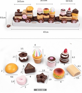Combinazione magnetica <span class=keywords><strong>torta</strong></span> al cioccolato Dessert cibo cognitivo tirare treno in legno auto giocattolo per bambini - Product Image 4