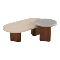 Table basse ronde en béton de base de peinture de noyer moderne pour les meubles de salon à la maison