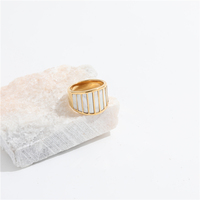 JLR0119 Bagues de déclaration haut de gamme en acier inoxydable plaqué or PVD 18K avec coque, pour femmes, bijoux inaltérables