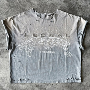 T-Shirt personalizzata con stampa <span class=keywords><strong>di</strong></span> <span class=keywords><strong>pittura</strong></span> a t-Shirt con strass a manica corta smussata sbiadita - Product Image 2