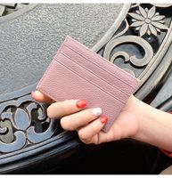 Portefeuilles de poche pour cartes de crédit, petits, en cuir véritable, minimalistes, fins, tendance, pour hommes et femmes, logo personnalisé, courts, unisexes, ouverts