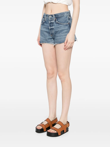 شورت جينز نسائي غير رسمي بخصر عالٍ ، تصميم ممزّق بقصة مستقيمة ، دينم مقاوم للماء مثير بمقاس مخصص مغسول - Product Image 2