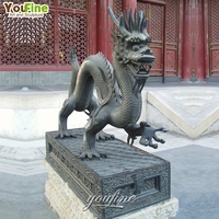 Sculpture de dragon en bronze, cuivre et laiton d'origine chinoise pour jardin