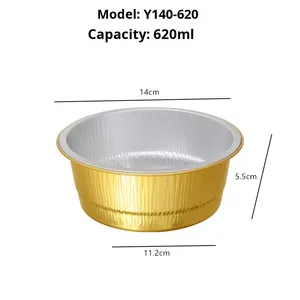 Hbole Y140-620 Aluminiumfolie-Behälter Einweg-Alufolienschalen Verstärkte Goldene Takeaway-Verpackung für Gedämpfte Eier Versiegelte Lunchbox Lebensmittelbehälter - Product Image 2