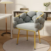 Fauteuil de Salon de Manucure Moderne en Velours de Luxe avec Pieds en Acier Inoxydable, Écologique, pour Salons de Beauté, Studios de Manucure, Centres Commerciaux et Écoles