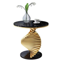 Tables d'appoint modernes en marbre doré en acier inoxydable Tables d'appoint pour petit canapé rond de salon Table basse