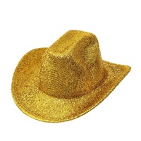 Chapeau de fête de carnaval européen américain chapeau de cowboy à paillettes avec paillettes pour discothèque danse chapeau de performance en soie brillante