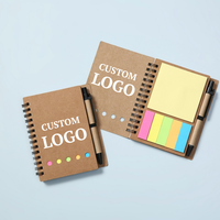 Logo personnalisable promotionnel Kraft bloc-notes avec stylo mémo notes autocollantes cahier à spirale imprimé bloc-notes personnalisé avec stylo