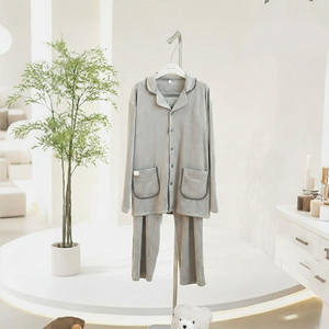 Ensemble de vêtements de maison en polaire d'île à col châle pour homme de haute qualité automne/hiver, instantanément chaud, vêtements de nuit à manches longues - Product Image 3