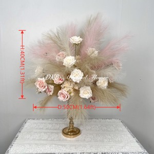 Usine Nouveau Design Table De Mariage Artificielle Centre De Table Arrangement De Fleurs Herbe De La Pampa Boule De Fleurs pour Mariage - Product Image 2