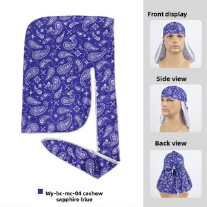 Vente en gros Durags et bonnets soyeux avec logo personnalisé pour hommes bandanas en satin de soie et de velours doux et respirant style long pour les sports de plein air - Product Image 5