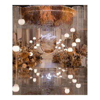 KH vente en gros fleur cristal gland rideau rond cerceau cadre en métal plafond suspendu pour la décoration de plafond de mariage