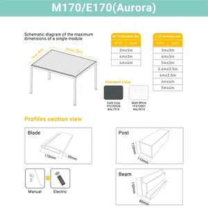 <span class=keywords><strong>Pergola</strong></span> d'extérieur moderne et imperméable 3x3 3x4 <span class=keywords><strong>Pergola</strong></span> à toit persienne réglable motorisée en aluminium - Product Image 2