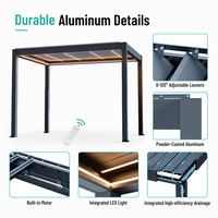 Abri de jardin autoportant, construction robuste, résistant au vent et à la pluie, contrôle automatique, pergola bioclimatique motorisée en aluminium