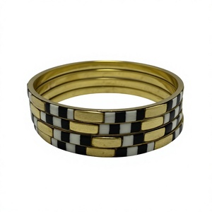Fashion Multi Color Gold Plated Brass Resin Cuff Bangle for <b>Women</b> and Girls Wedding <b>Jewelry</b> - Product Image 4