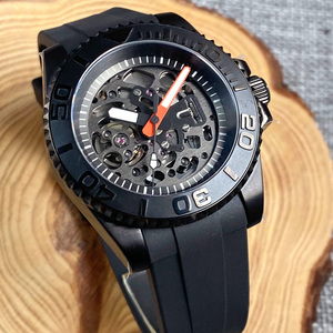 Đen nh72 cơ khí xem người đàn ông Hollow-out quay số 200m không thấm nước Diver Đồng hồ đeo tay cam phút Tay cong ban nhạc Chất liệu 40mm - Product Image 3