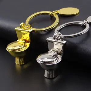 Custom Wholesale 3D Metal Mini Toilet Shape Keychain