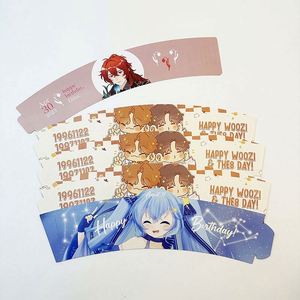 Fundas de Papel Reutilizables Ecológicas para Vasos de Café Caliente, Personalizadas con Impresión, para Fiestas de Cumpleaños Kpop - Product Image 4
