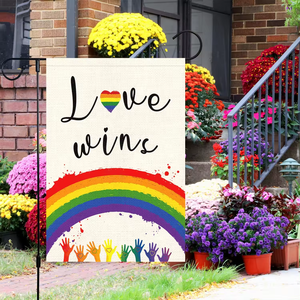 Лидер продаж, индивидуальный двухсторонний флаг из мешковины 12x18 дюймов, Радужный Флаг - Product Image 6