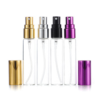 FRH 5ml-15ml Flacons de parfum cylindriques personnalisés en verre transparent de luxe, rechargeables, avec pulvérisateur à pompe et diffuseur à bâtonnets estampé or