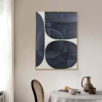 100% peint à la main abstrait Colorblock noir géométrique moderne toile peinture à l'huile à la main art abstrait travail avec cadre