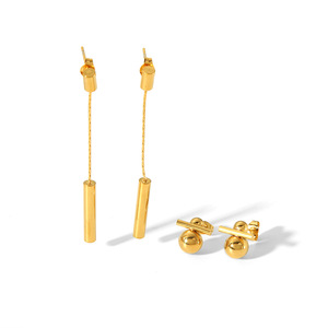 Tassel <b>Stud</b> <b>Earrings</b> 18K Gold Plated Geometric Design Long Style Fashion Jewelry For Women - Product Image 5