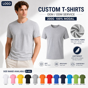 T-shirt en jean uni personnalisé haut de gamme pour homme, 200g, 100% modal, soyeux, doux, respirant, séchage rapide, écologique, vierge, marque privée, sportif - Product Image 1