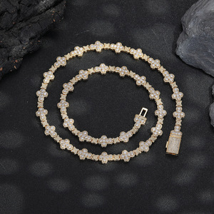 Collana Hip Hop con Ciondolo a Croce e Stella, Catena Cubana in Ottone con Zirconi, 10mm di Larghezza, per Uomo e Donna, Vendita all'Ingrosso - Product Image 6