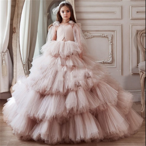 Robe de cérémonie pour enfant, style international, pour fille, idéale pour anniversaire, piano, défilé de mode, avec motifs floraux et style gâteau - Product Image 2