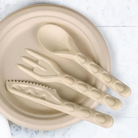 Ensemble de couverts biodégradables en bagasse de canne à sucre, fourchette, cuillère, couteau jetables et compostables, OEM disponible pour les restaurants à emporter