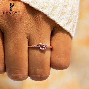 Anillo <span class=keywords><strong>de</strong></span> Nudo <span class=keywords><strong>de</strong></span> Circonita Rosa Oro Rosa Fino para Mujer, <span class=keywords><strong>Plata</strong></span> <span class=keywords><strong>de</strong></span> Ley 925, Anillos Sencillos, Joyería <span class=keywords><strong>de</strong></span> Moda <span class=keywords><strong>de</strong></span> Diseñador Personalizado al por Mayor - Product Image 3